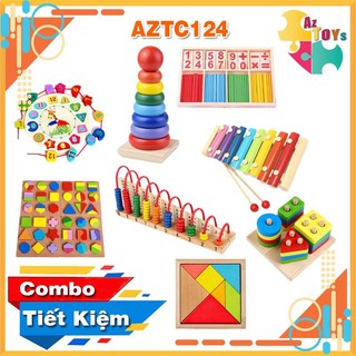 Combo đồ chơi gỗ giúp phát triển trí tuệ sớm cho bé - aztc124