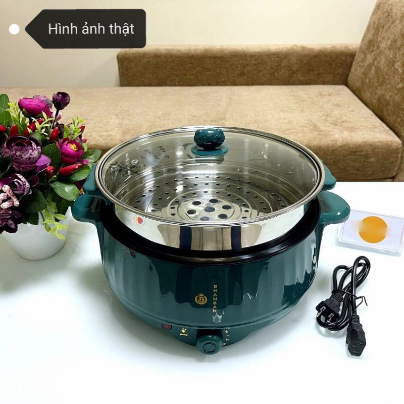 Nồi Lẩu Điện Mini, Nồi Điện Đa Năng Rán, Chiên, Xào, Hấp, Có Lớp Chống Dính Teflon Kèm Xửng Hấp (sp0001234)