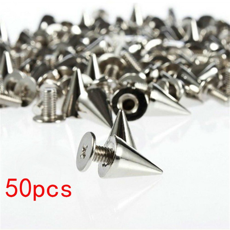 Bộ 50 Đinh Tán Hình Nón 7x10mm Màu Bạc Chuyên Dụng Cho Quần Áo Da diy