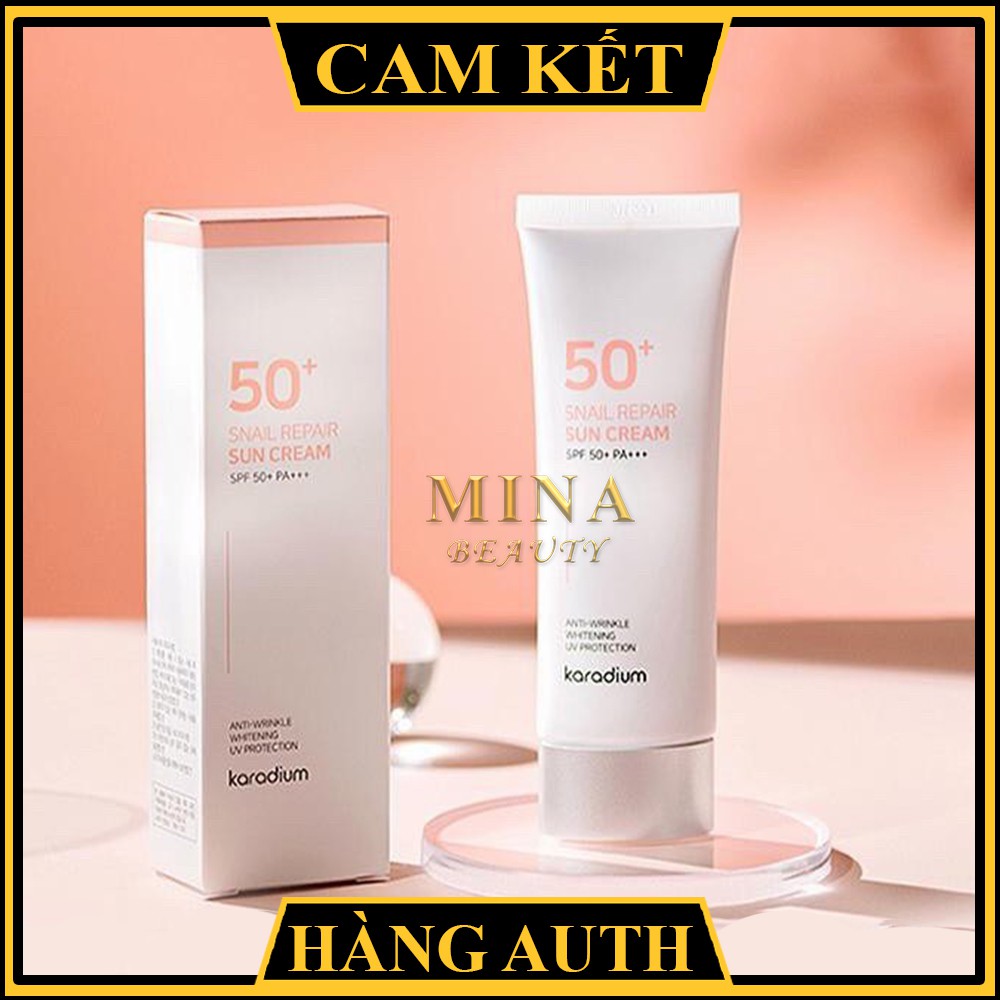 Kem chống nắng nâng tone hàn quốc / Kem Chống Nắng Karadium  Snail Repair Sun Cream SPF 50+ PA+++ 70mL