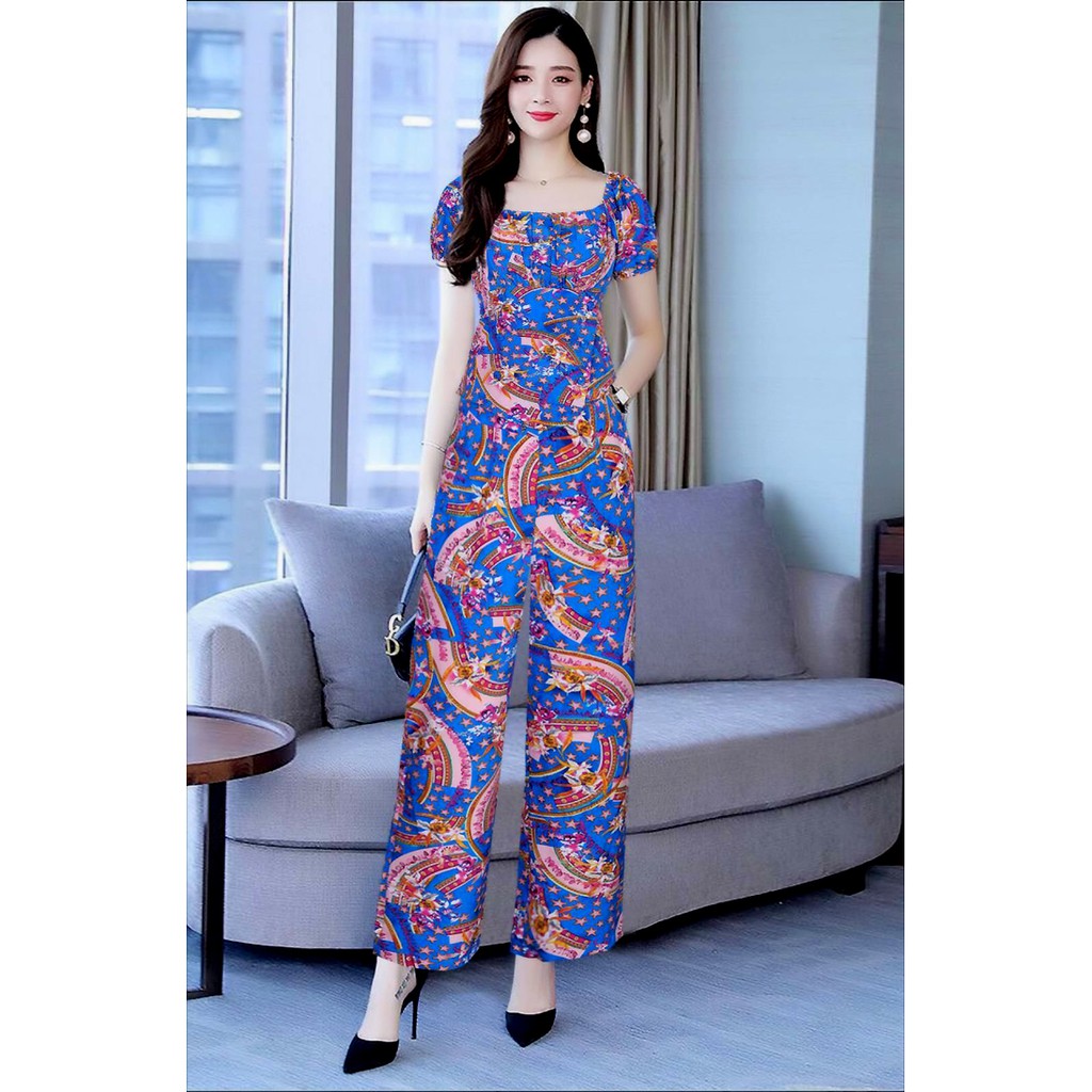 Bộ Đồ Nữ 🌸FREESHIP🌸 Set nguyên bộ áo rời quần dài ống suông họa tiết xinh xắn J1108