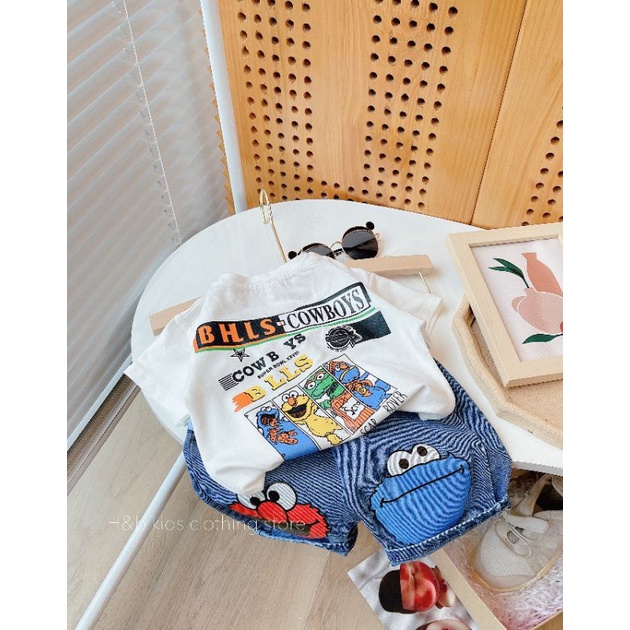 [8-19kg] Set bộ HB kids áo phông quần jean bé trai