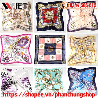 Khăn choàng cổ vải lụa satin hình vuông thanh lịch mới cho nữ / 50x50 cm