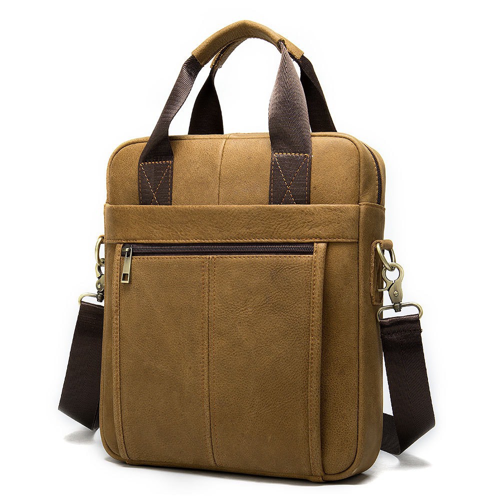 Túi đeo chéo nam da bò cao cấp T27 túi đứng 30.5x26x6cm (Nâu đậm - Nâu sáng - Đen)