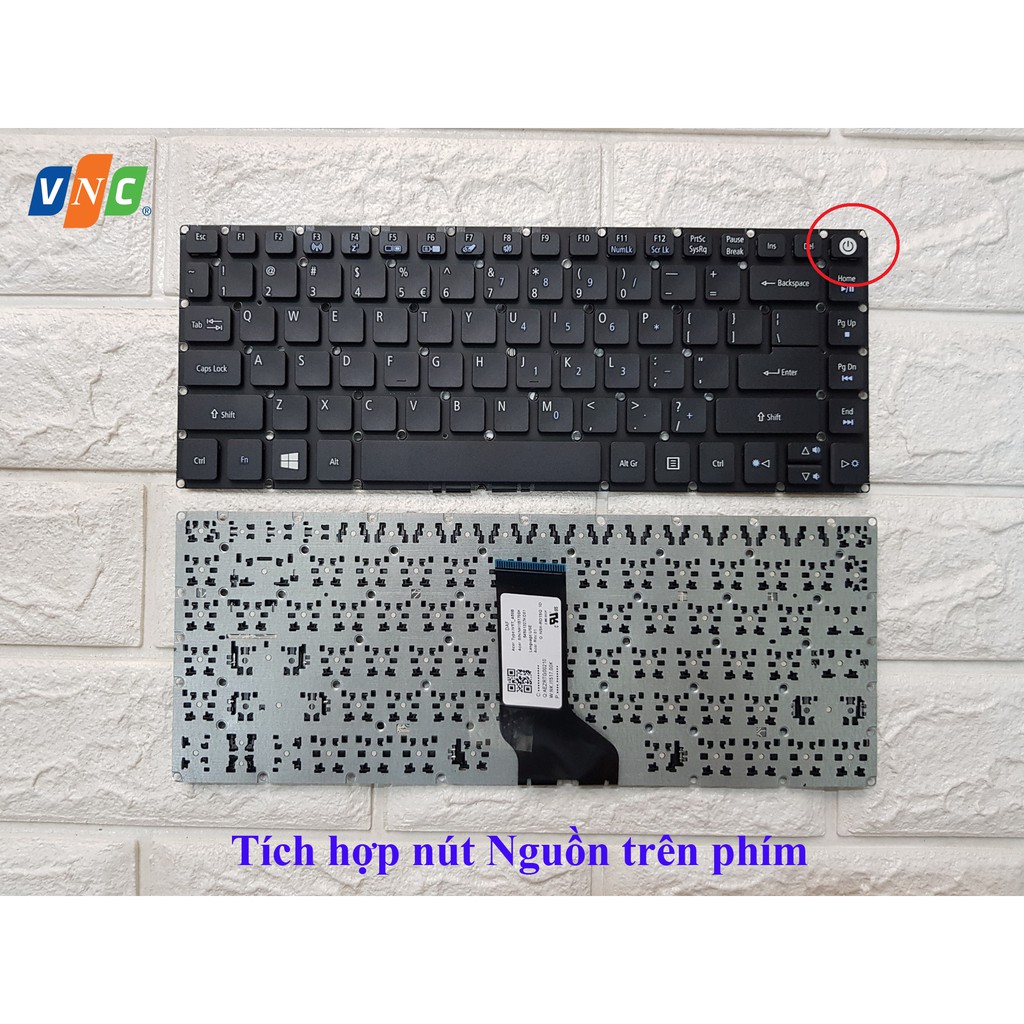 Bàn phím Laptop Acer E5-474 E5-474G E5-475 E5-475G E5-422 E5-422G E5-432 E5-432G E5-452G E5-491G E5 473 có nút nguồn