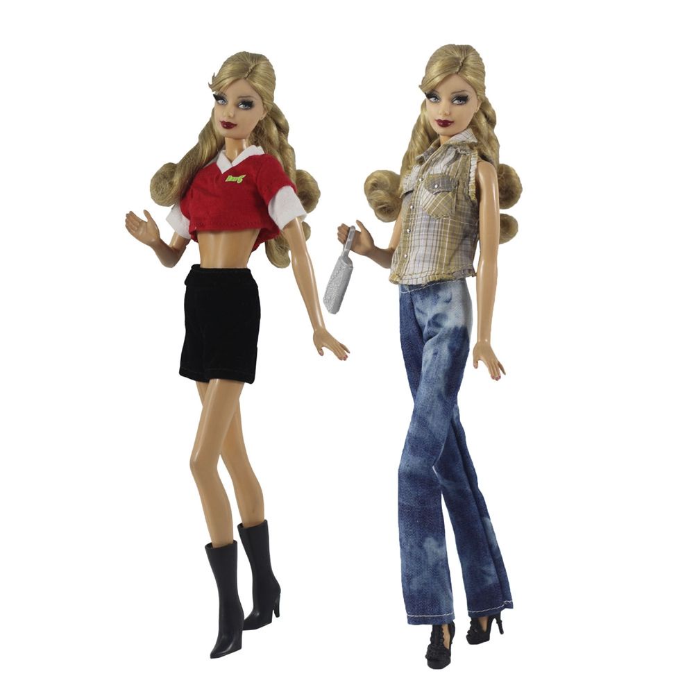 Bộ áo khoác jeans + quần short da 11.5&quot; 1/6 BJD cho búp bê