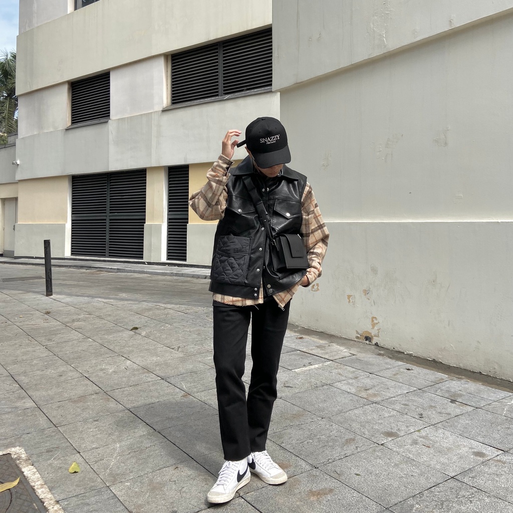 Áo gile chất da PU cao cấp phong cách SNAZZY LEATHER GILE