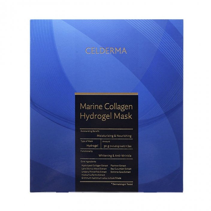 Mặt Nạ Celderma Marine Collagen Hydrogel Mask Màu Xanh (hộp 3 miếng)
