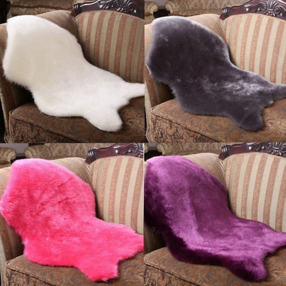 Thảm lông cừu giả mềm mại chống trượt cho ghế sofa 5 màu