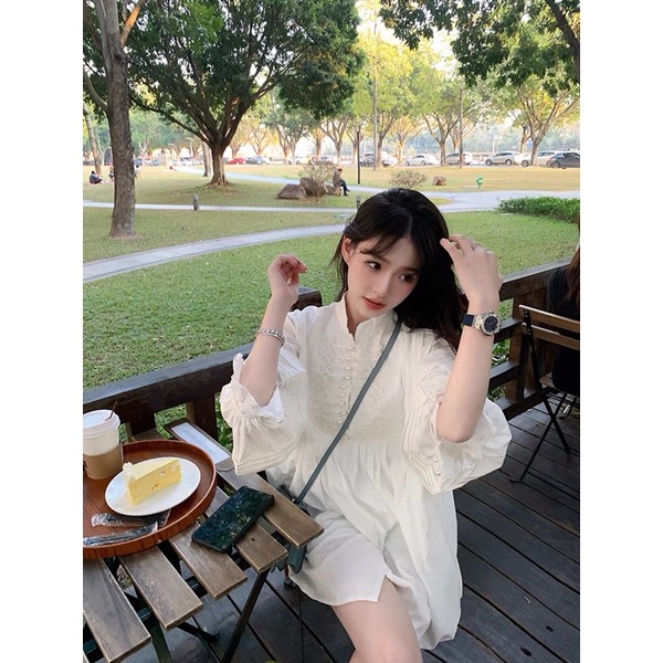 CÓ SẴN🎀Đầm ngắn quý tộc Pháp hoàng gia 𝐋𝐀𝐋𝐀𝐃𝐔𝐃𝐔 nàng thơ đi Đà Lạt, du lịch/Áo kiểu tiểu thư