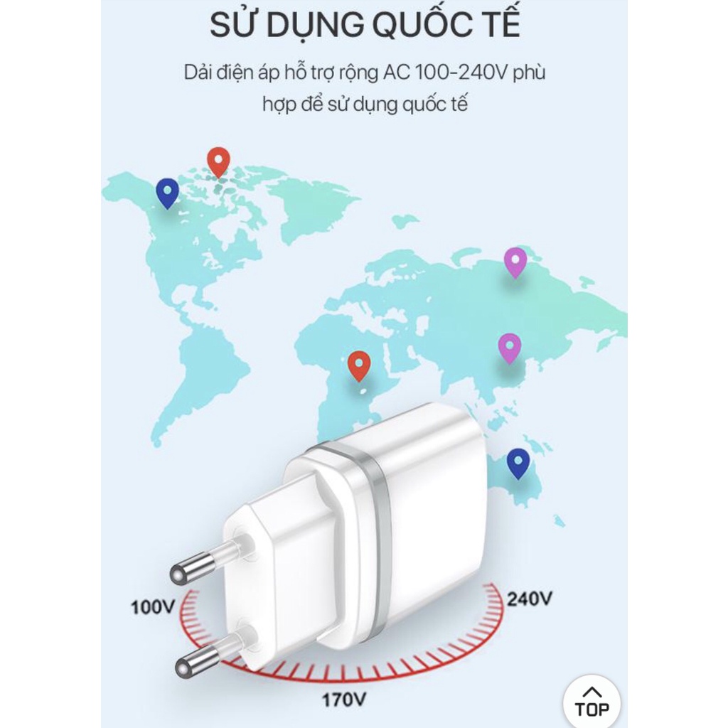 Củ Sạc ROBOT RT-K9 2 Cổng Sạc USB Kèm Cáp Sạc Micro 2.1A - Hàng Chính Hãng