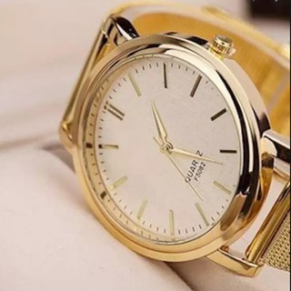 Đồng hồ unisex quartz dây thép không gỉ màu vàng gold 010 gl