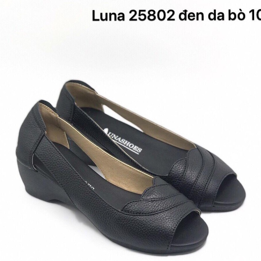 Giầy đế xuồng nữ 3p da bò thật 100% và bảo hành 2 năm 1 đổi 1 LUNASHOES 22104 đi êm chân dễ phối đồ giày trung niên nữ