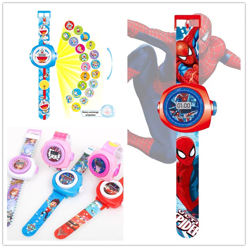 Đồng Hồ Điện Tử Chiếu Nhân Vật Hoạt Hình Marvel Cho Bé