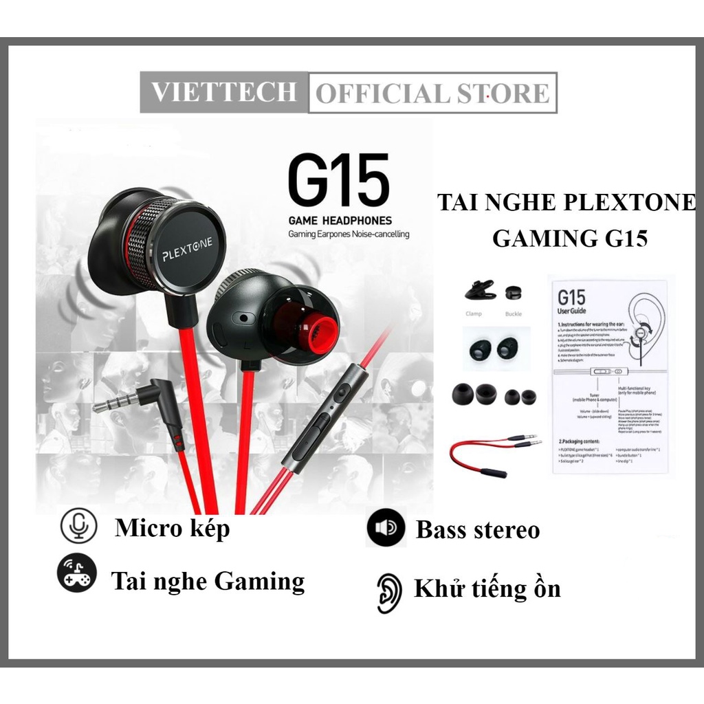 Tai nghe gaming nhét tai Plextone G15 phiên bản 2020 - Chuyên game - có mic, chống ồn