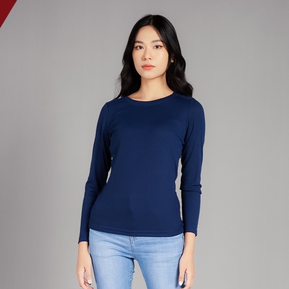 Áo Thun Dài Tay Nữ Genviet Jeans Len Tăm Cổ Tròn Giữ Nhiệt Thu Đông Mềm Mỏng Nhẹ Thoáng Khí DC121T2330