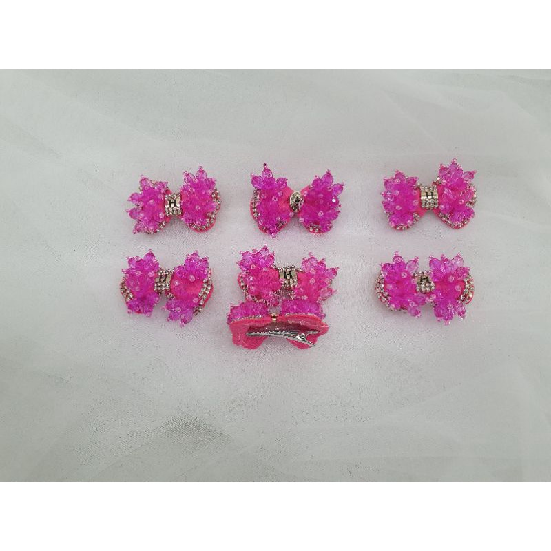 Kẹp tóc Nơ đính đá màu hồng HÌNH VÀ VIDEO SHOP TỰ CHỤP 100%