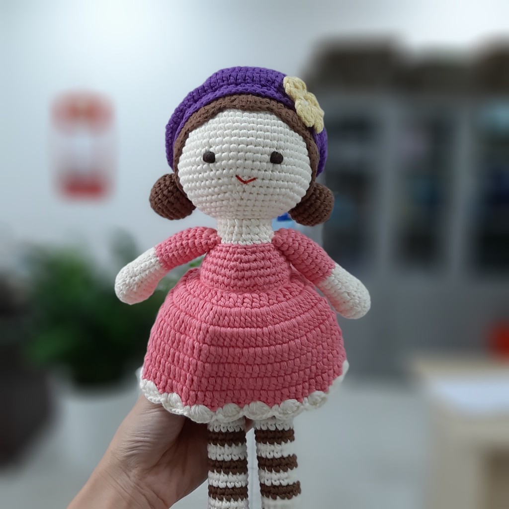 Gấu bông móc len Amigurumi cao cấp Amiu Việt Nam - Búp bê Anna handmade dễ thương