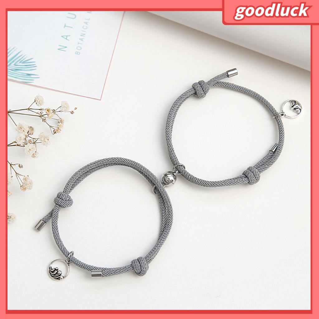 Set 2 Vòng Tay Bện Dây Gắn Nam Châm Thời Trang Cho Cặp Đôi