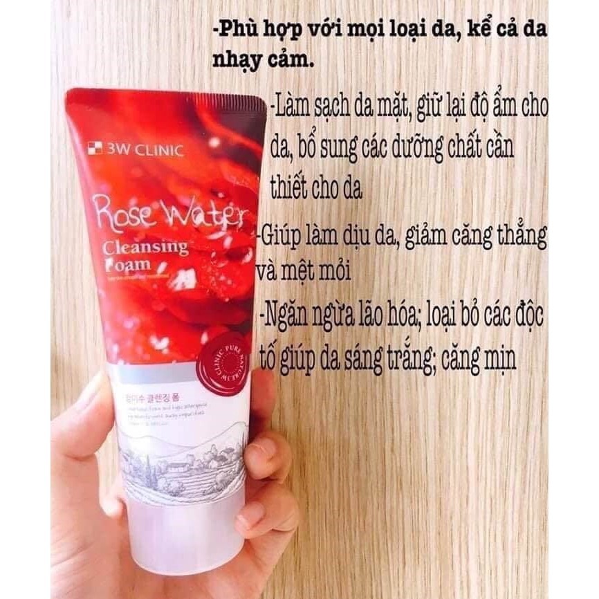 Sữa rửa mặt 3W Clinic Rose Water