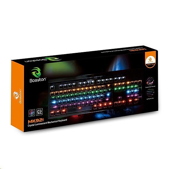 [Mã 33ELSALE hoàn 7% đơn 300K] Bàn phím cơ blue switch Bosston MK921 led 9 chế độ-Keycaps khắc laser chống bay