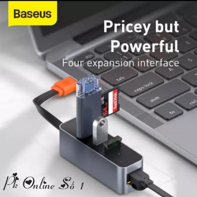 Bộ chuyển đổi USB Baseus 2 trong 1 Loại USB C sang cáp mạng Hub 1000Mbps cho Macbook Pro Mi Box 3 Chuyển đổi Lan