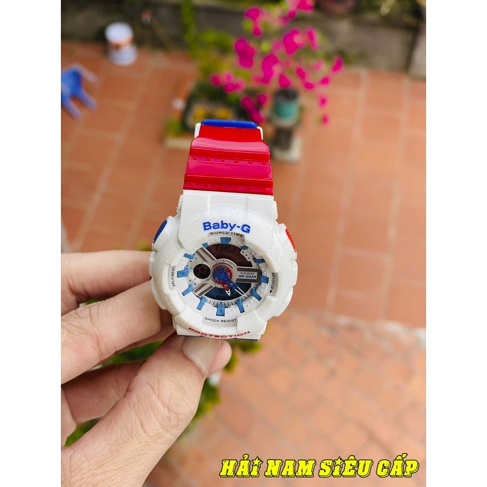 Đồng Hồ Nữ Baby-G BA110 Màu TRẮNG ,dây Đỏ Xanh,Kim Điện Tử,Dây Cao Su,Bảo Hành 12 Tháng,Full Box - donghohainam98