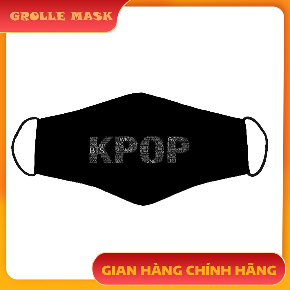 Khẩu Trang In Hình In Hình Kpop 2 GROLLE Chất Liệu Poly Cotton 100%, Chống Bụi, Thời Trang Unisex