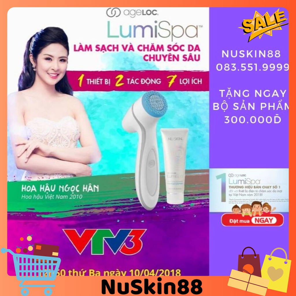 🔴 BH 2 năm Máy Rửa Mặt LumiSpa Nuskin Kèm Sữa Rửa Mặt (Hàng Công ty-Bảo Hành 1 Đổi 1)