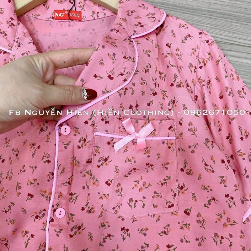 BỘ ĐỒ MẶC NHÀ PIJAMA CHẤT ĐŨI LỤA HOẠ TIẾT HOA NHÍ CAO CẤP