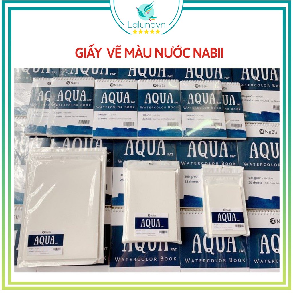 Giấy Vẽ Màu Nước NaBii Aqua Fat 300gsm , giấy tô màu laluna