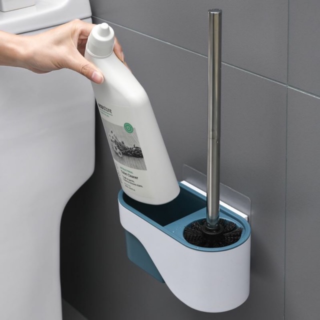Cọ bồn cầu, trà toilet có ống treo 2 ngăn để thêm đồ tiện ích