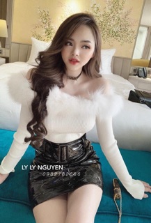 🌸🌸🌸Áo tay dài xẻ tà cổ lông 🌸🌸🌸