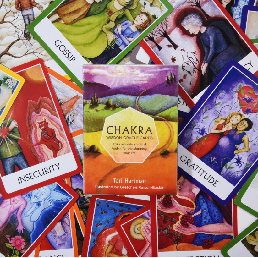 Combo Bộ Chakra Wisdom Oracle Cards H14 và Túi Nhung Đựng Tarot và Khăn Trải Bàn Tarot