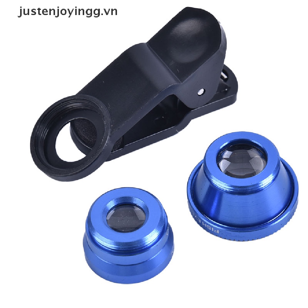 Set lens mắt cá + góc rộng + macro 3 trong 1 cho điện thoại thông dụng