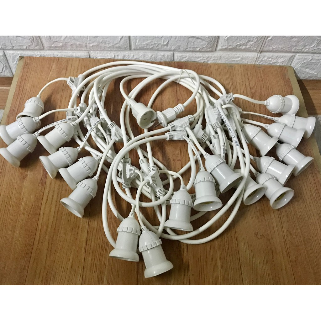 Dây đui đèn treo trang trí ngoài trời chống chịu nước 5m 10 đuôi 10m 20 đui E27 lựa chọn LH-xmx | BigBuy360 - bigbuy360.vn