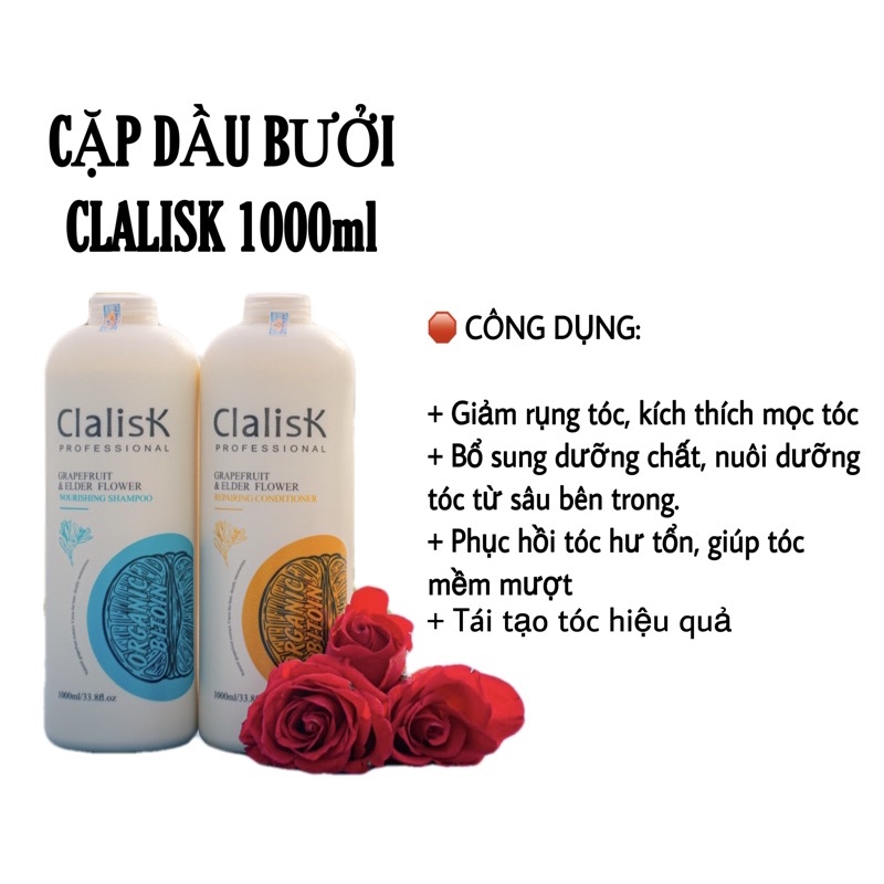 Combo Gội Xả Clalisk 2 chai 1 lít -Cho tóc khô xơ rối chuẩn salon Vào Nếp Suôn Mượt [CHÍNH HÃNG]