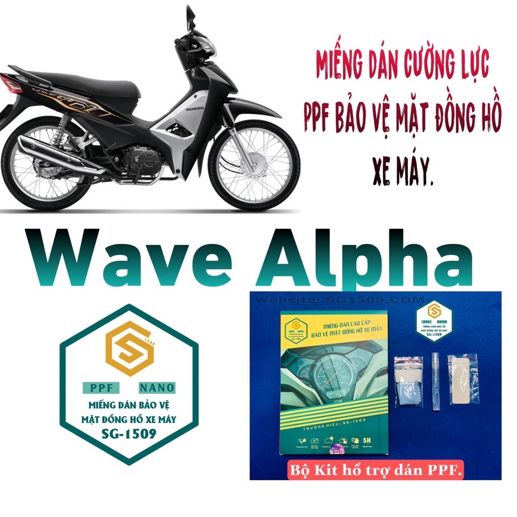 DECAL DÁN ĐÈN XE WAVE ALPHA. LÀM ĐẸP XE, PPF BẢO VỆ MẶT ĐỒNG HỒ