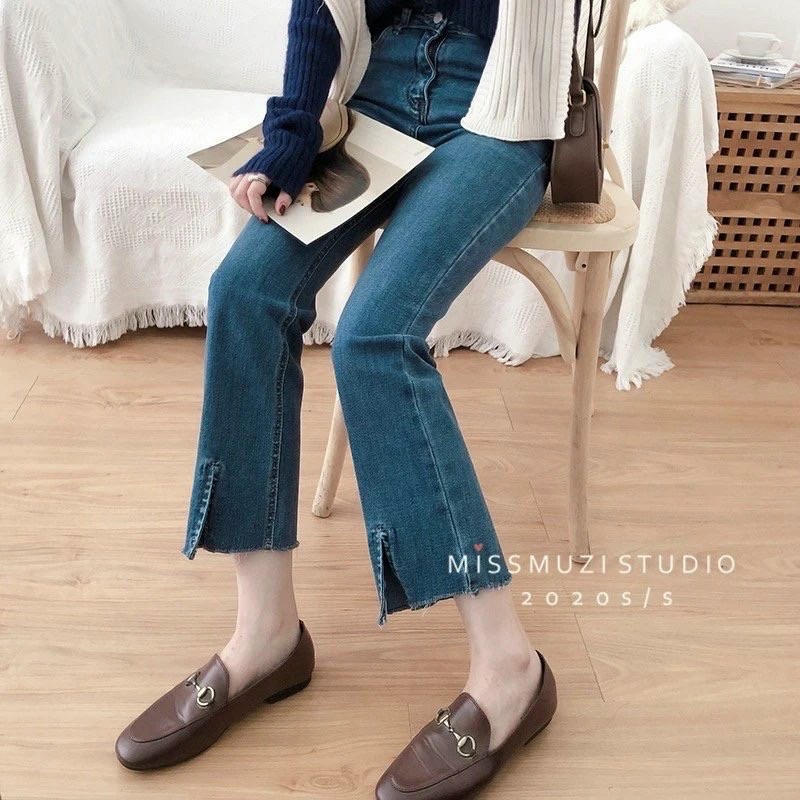 Quần jeans xẻ gấu ống đứng - mã 3582 mác Fanegu hồng