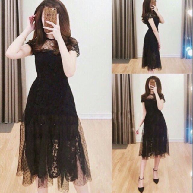 Đầm ren tay con