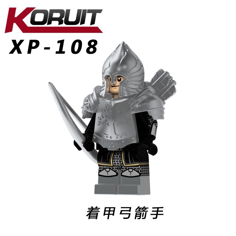 Bộ minifigures Quân lính Gondor giáp bạc - truyện LOTR - Koruit 1015 - 4 minifigs