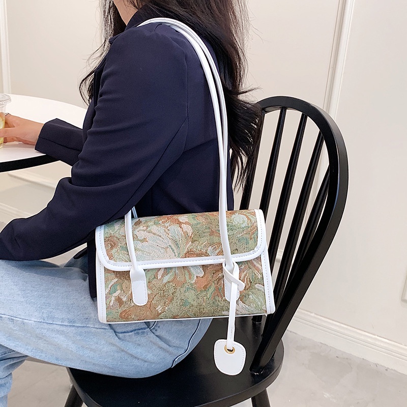 Túi đeo dưới cánh tay Dáng Vuông Nhỏ In Hoa Thời Trang Mùa Hè Cho Nữ 2021