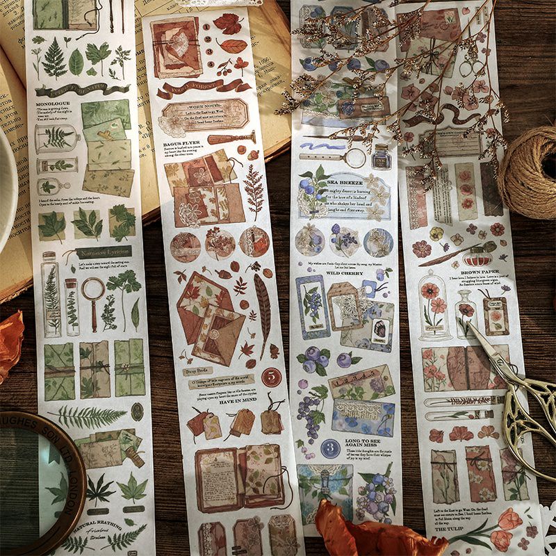 Washi tape mẫu thỏ xinh xắn băng keo trang trí hình hoa lá cổ điển thú cưng đáng yêu