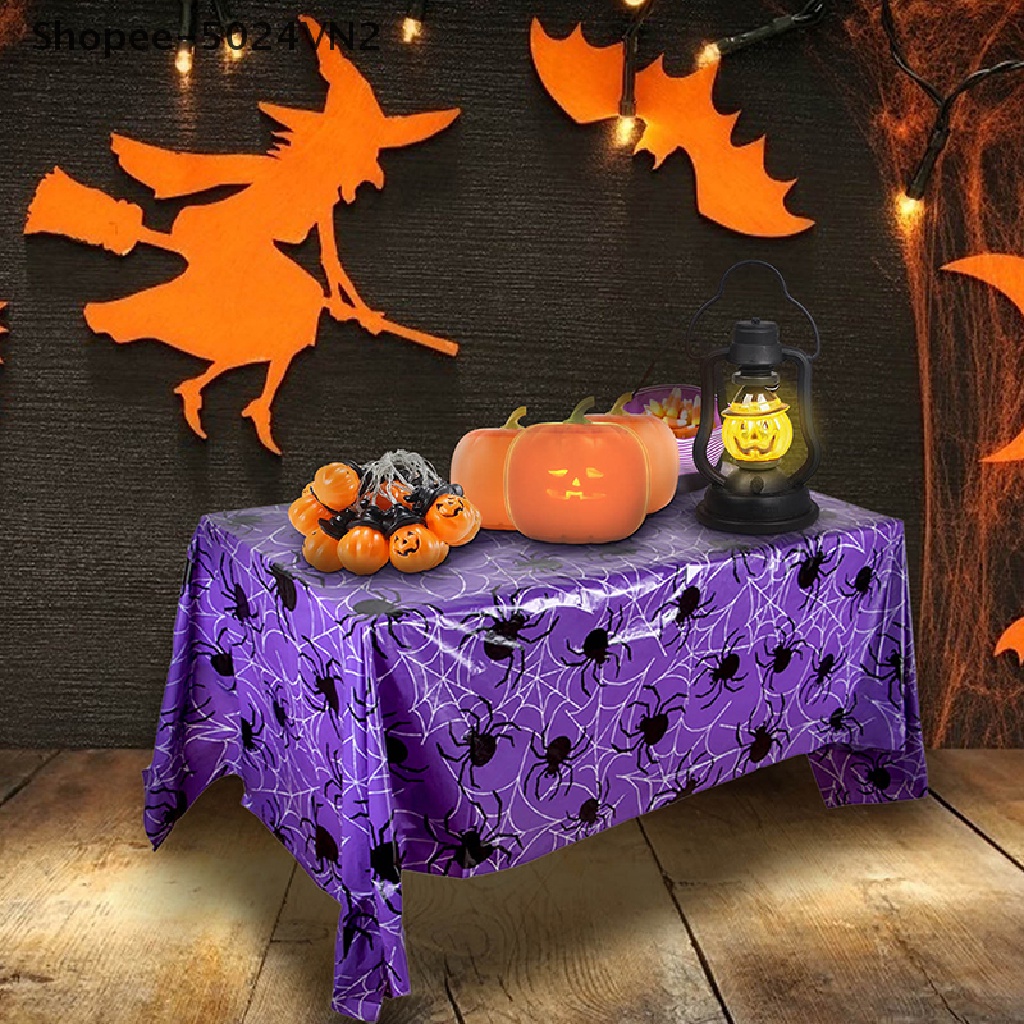 Khăn Trải Bàn Hình Chữ Nhật Bằng Nhựa Chống Nước Dùng Một Lần Phong Cách Halloween