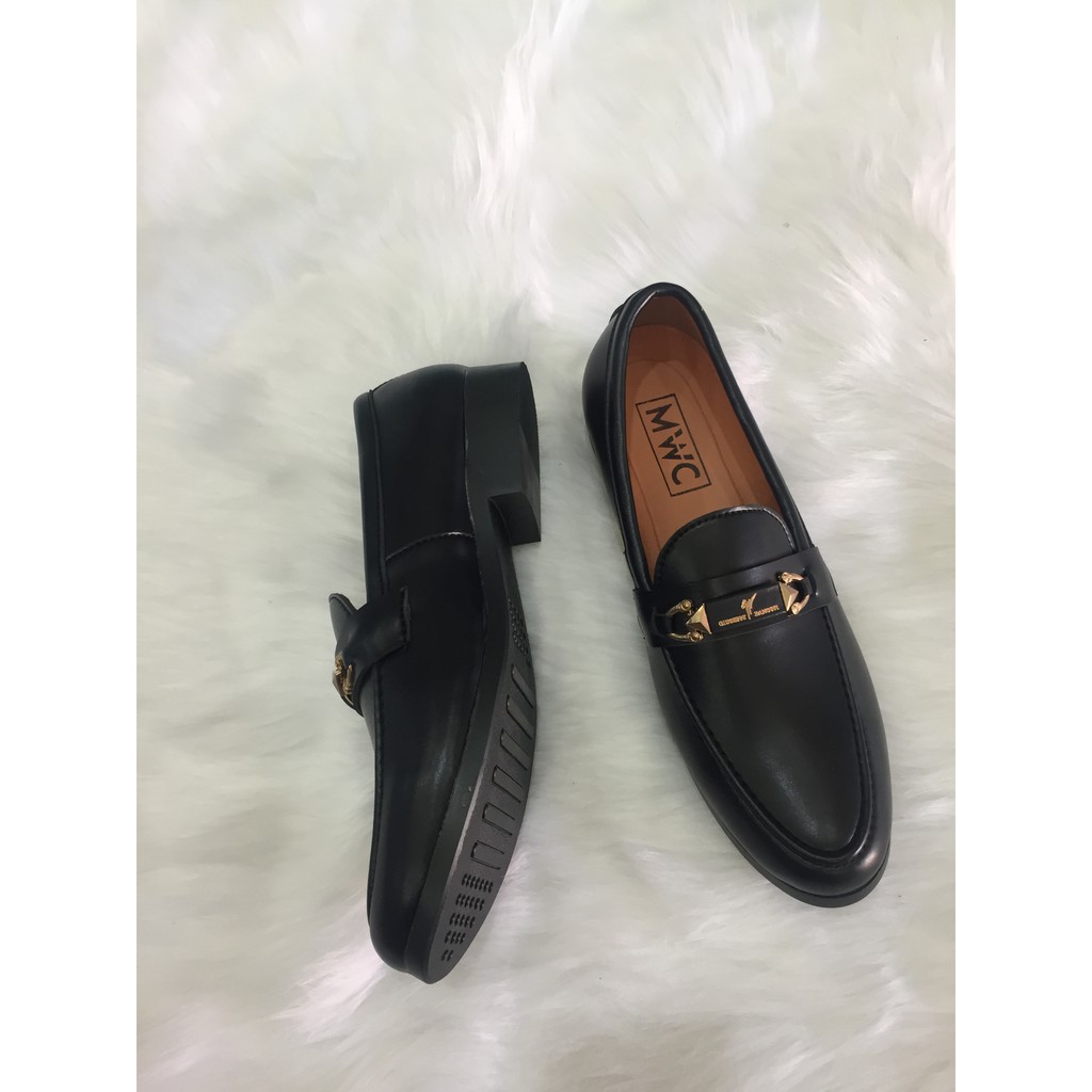 Giầy  tây giày lười nam hàn quốc đen mềm đai kim loại | BigBuy360 - bigbuy360.vn