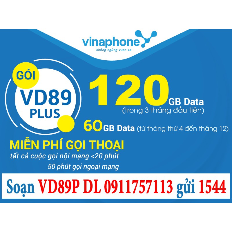 Sim Vinaphone VD89Plus - Tài khoản 100.000đ