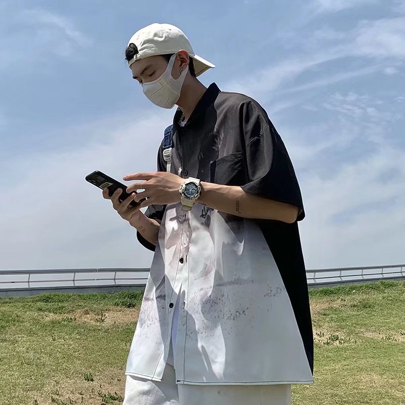 Áo Sơ Mi Ngắn Tay Dáng Rộng Thời Trang Mùa Hè Hàn Quốc 2022 Dành Cho Nam