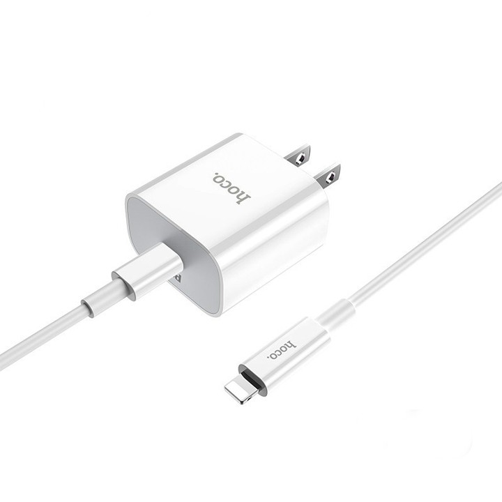 Bộ sạc nhanh Hoco C76 Plus kèm cáp Type-C to Lightning sạc nhanh 3A, PD 20W iPhone/iPad dài 1m, chân cắm ( US )