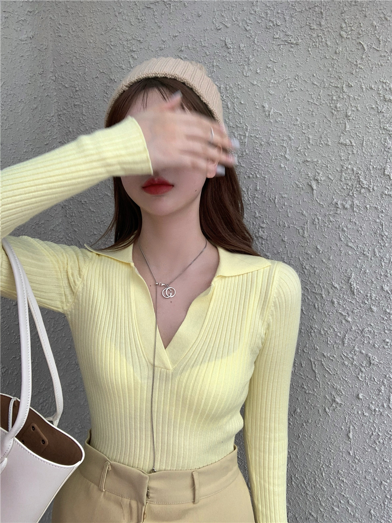 Áo kiểu ngắn tay dài cổ polo chữ V ôm dáng mẫu 2021 thời trang mùa thu mới quyến rũ dành cho nữ WD1424 | BigBuy360 - bigbuy360.vn