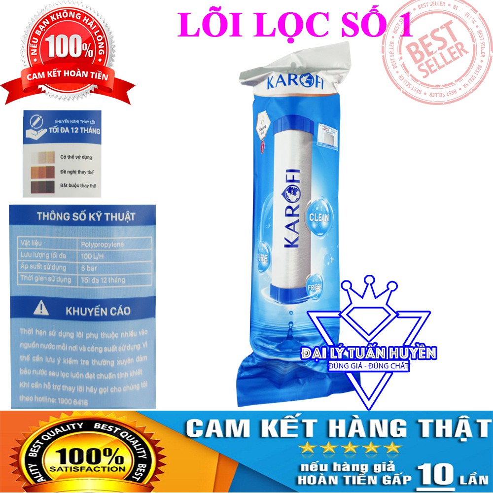 Combo 2 bộ lõi lọc 1,2,3 và 3 lõi số 1 karofi